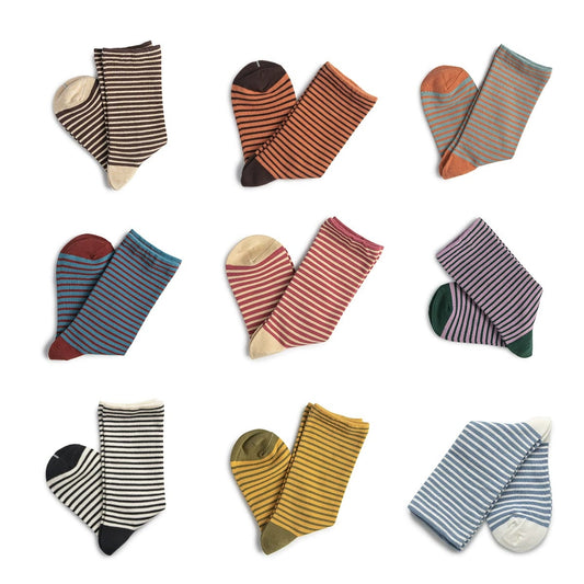 Color Blocked Stripes Sleep Socks(5 Pairs) - image 0