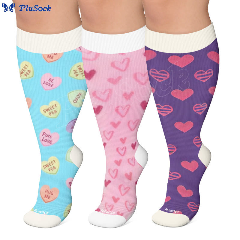 Plus Size Sweet Heart Print Compression Socks - image 0