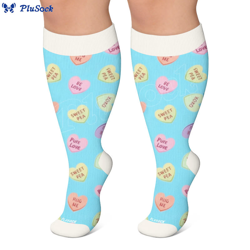 Plus Size Sweet Heart Print Compression Socks - image 2