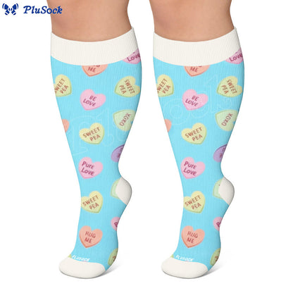 Plus Size Sweet Heart Print Compression Socks - image 2