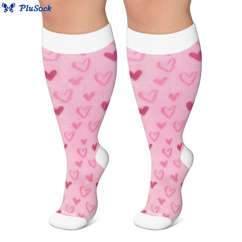 Plus Size Sweet Heart Print Compression Socks - image 3