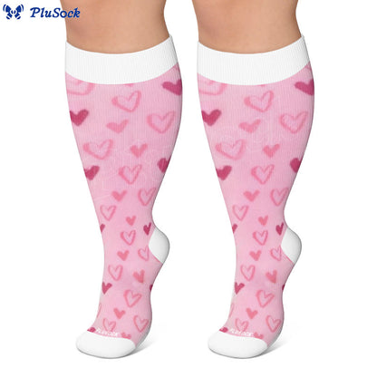 Plus Size Sweet Heart Print Compression Socks - image 3