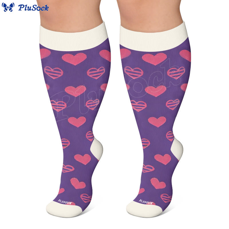 Plus Size Sweet Heart Print Compression Socks - image 4