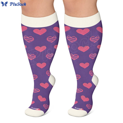 Plus Size Sweet Heart Print Compression Socks - image 4