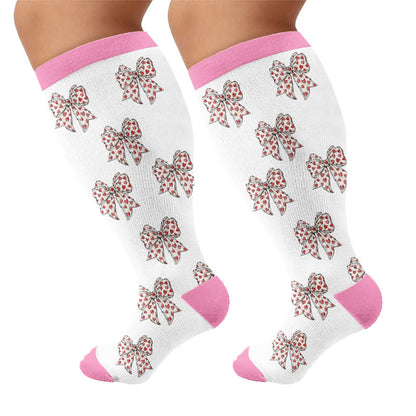 Plus Size Flag Color Butterfly Compression Socks - White(1Pair) - 4XL - image 5