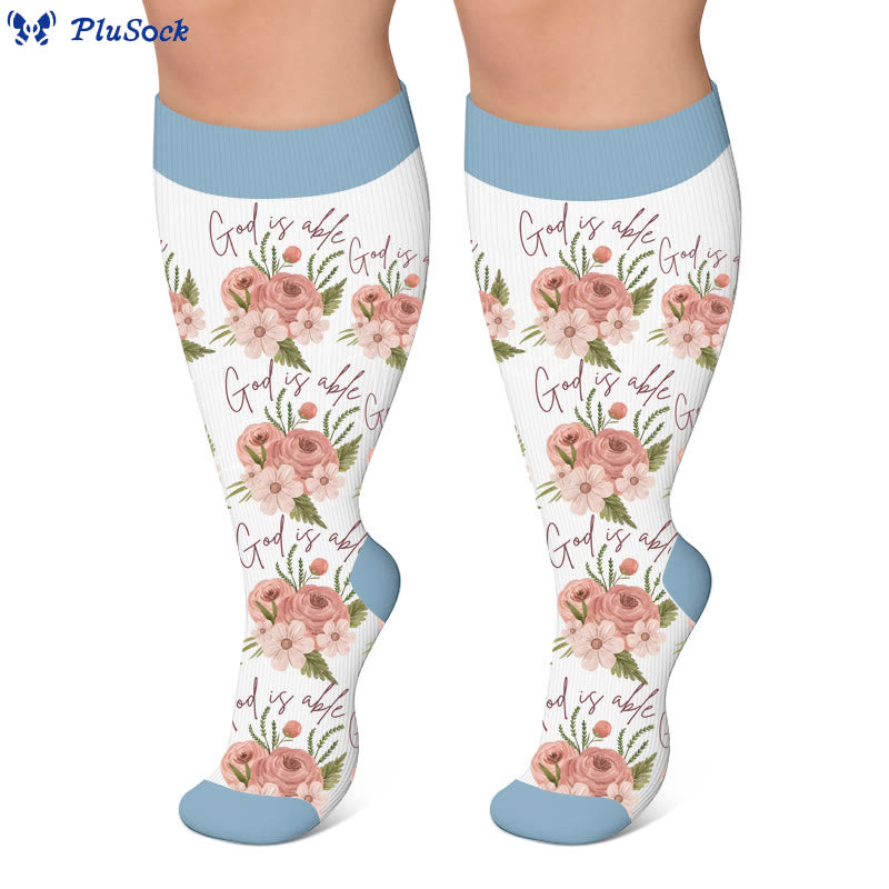 Plus Size Floral Balloon Knot Compression Socks - image 2