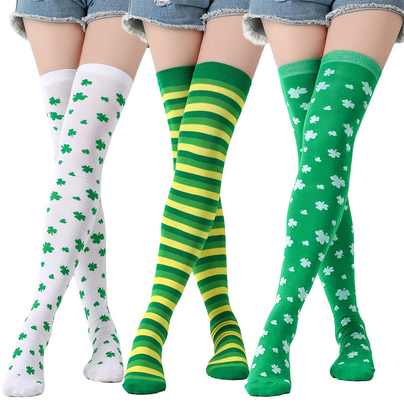Lucky Clover Thigh Highs Socks(3 Pairs) - image 0