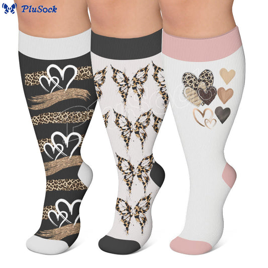 Plus Size Butterfly Leopard Knot Compression Socks - image 0