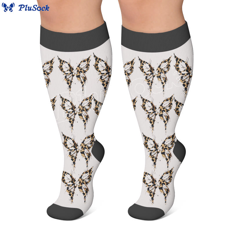 Plus Size Butterfly Leopard Knot Compression Socks - image 3