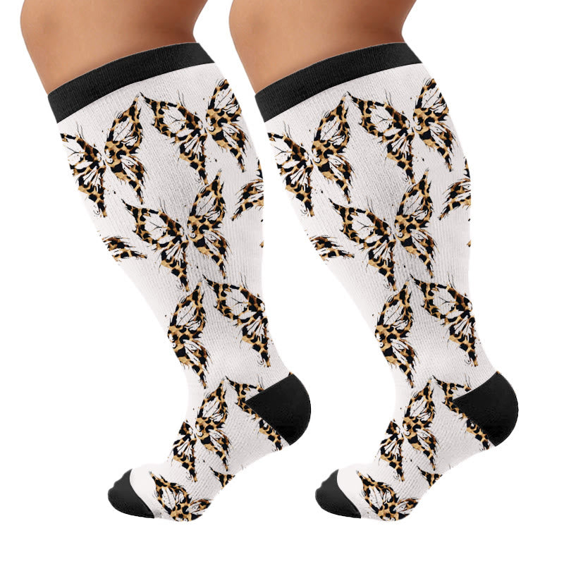 Plus Size Butterfly Leopard Knot Compression Socks - Butterfly(1Pair) - 4XL - image 6