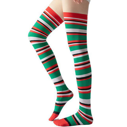 Stripe Thigh High Compression Socks(2 Pairs) - Red - EU36-40(US3-7) - image 4