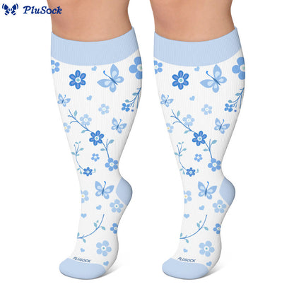 Plus Size Spring Butterfly Floral Compression Socks - image 4
