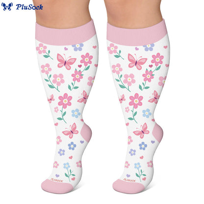 Plus Size Spring Butterfly Floral Compression Socks - image 2