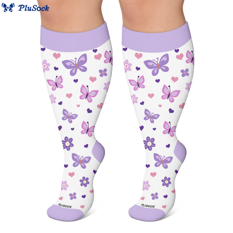 Plus Size Spring Butterfly Floral Compression Socks - image 3