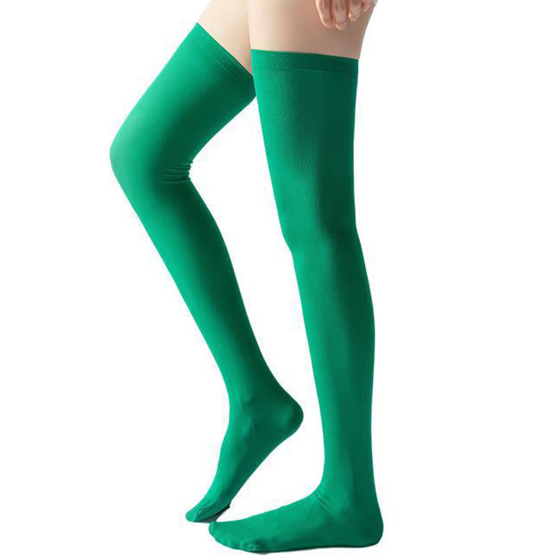 Solid Color Thigh High Compression Socks(2 Pairs) - Green - EU36-40(US3-7) - image 14