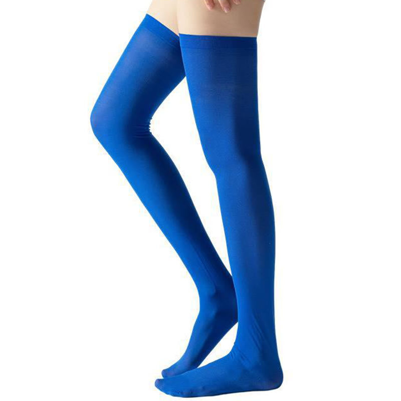 Solid Color Thigh High Compression Socks(2 Pairs) - Blue - EU36-40(US3-7) - image 9