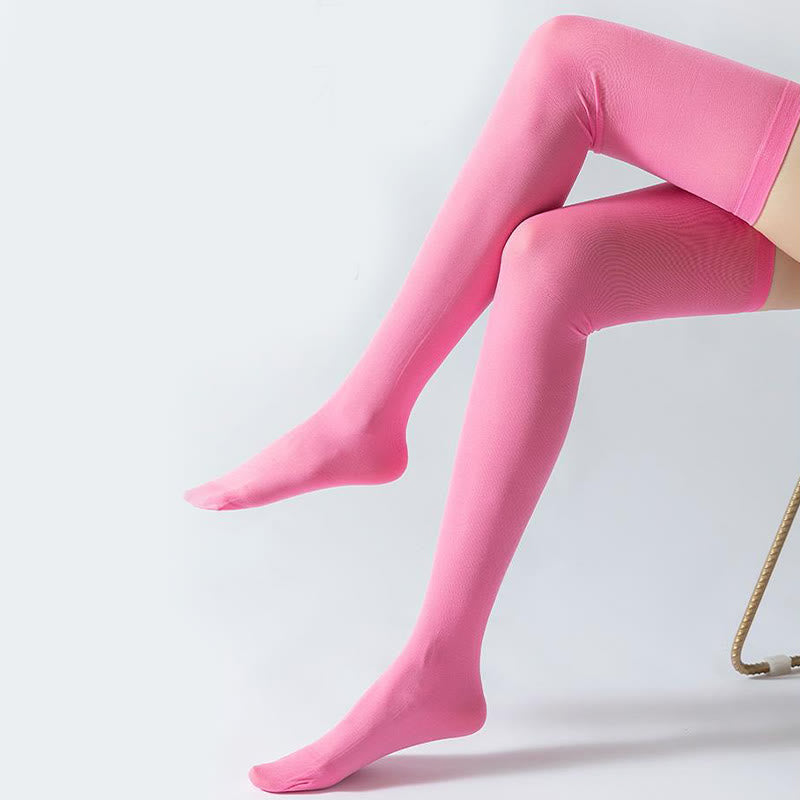 Solid Color Thigh High Compression Socks(2 Pairs) - image 5