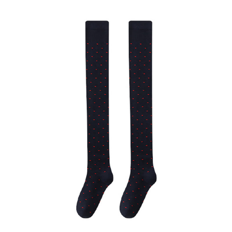 Polka Dots Thigh High Socks(2 Pairs) - Navy Blue - EU36-40(US3-7) - image 12