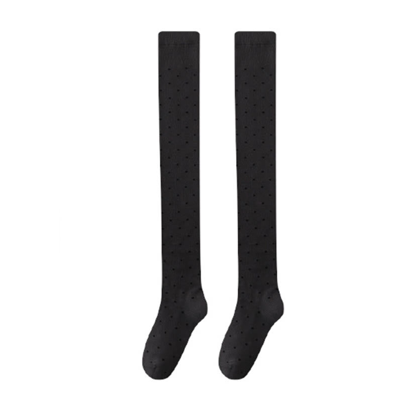 Polka Dots Thigh High Socks(2 Pairs) - Grey - EU36-40(US3-7) - image 10