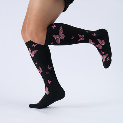 Plus Size  Butterfly Print Compression Socks(3 Pairs) - image 2
