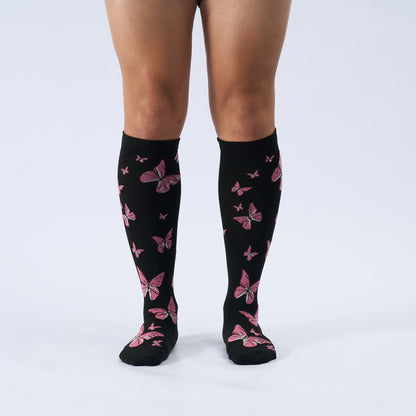 Plus Size  Butterfly Print Compression Socks(3 Pairs) - image 1