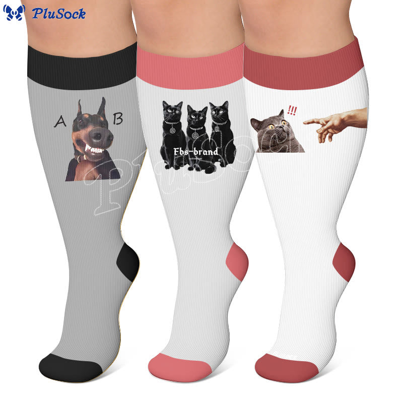 Plus Size Cat Dog Compression Socks - image 0