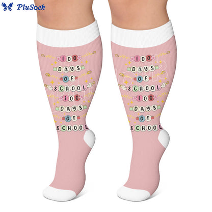 Plus Size Heart Rugby Compression Socks - image 2