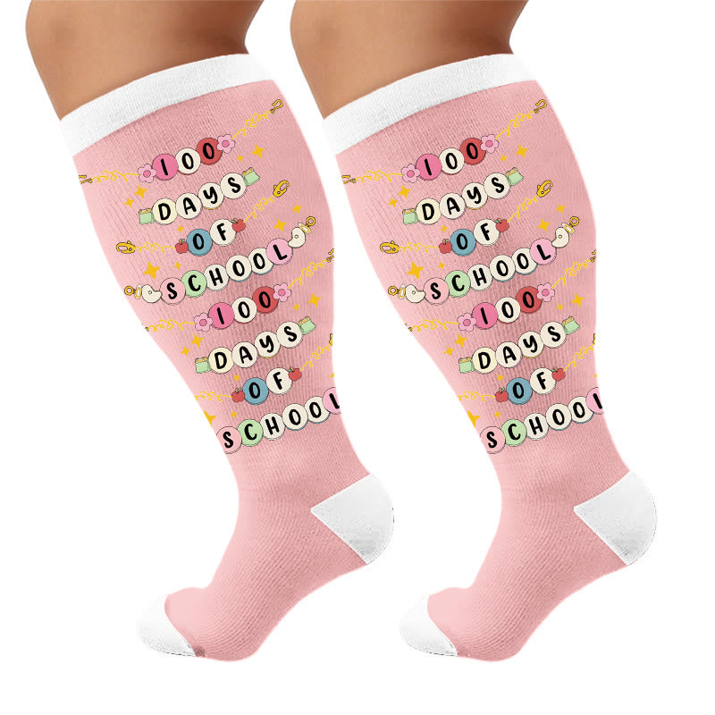 Plus Size Heart Rugby Compression Socks - Letter Pattern (1 Pair) - 4XL - image 5
