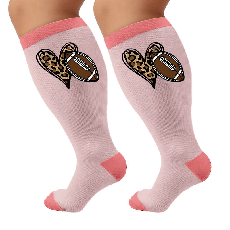 Plus Size Heart Rugby Compression Socks - Four-Leaf (1 Pair) - 4XL - image 7