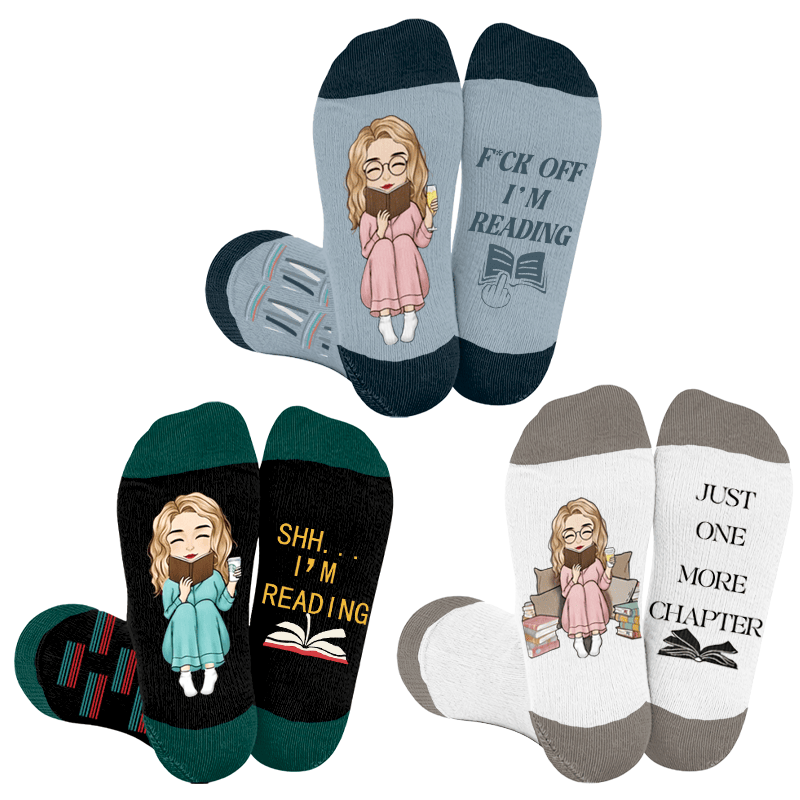 Plus Size Reading Compression Socks - Multicolor(3 Pairs) - 4XL - image 1