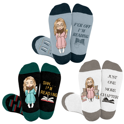 Plus Size Reading Compression Socks - Multicolor(3 Pairs) - 4XL - image 1