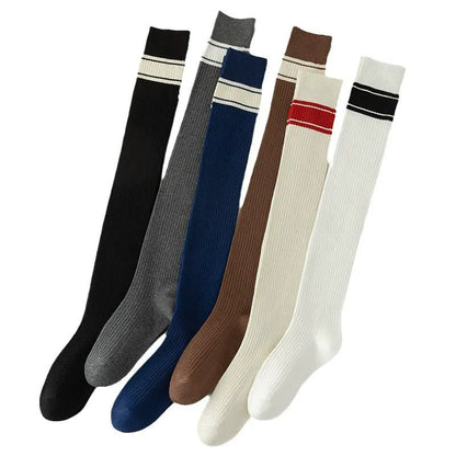 Classic Double Stripe Thigh High Socks(2 Pairs) - image 15