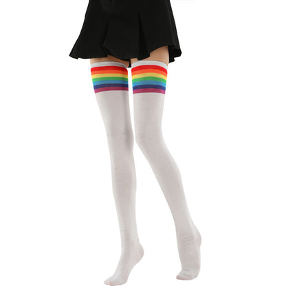 Rainbow Stripes Thigh High Socks(2 Pairs) - image 4