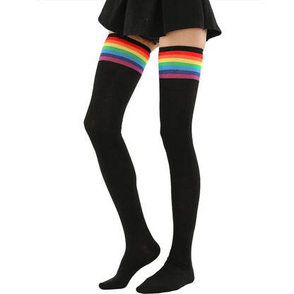 Rainbow Stripes Thigh High Socks(2 Pairs) - image 3