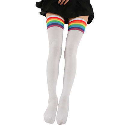 Rainbow Stripes Thigh High Socks(2 Pairs) - image 6