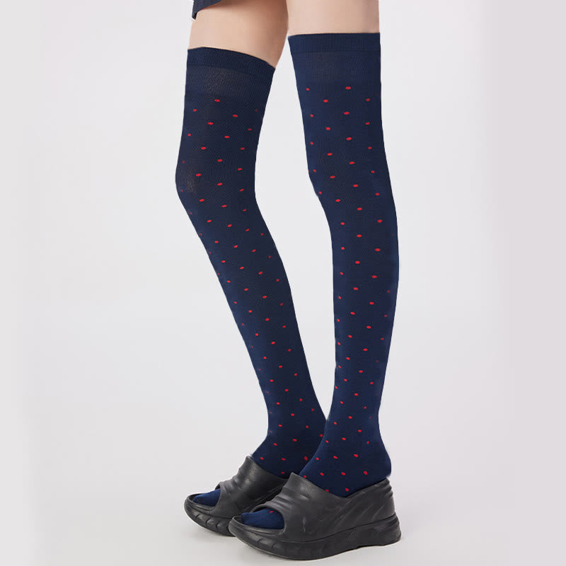 Polka Dots Thigh High Socks(2 Pairs) - image 4