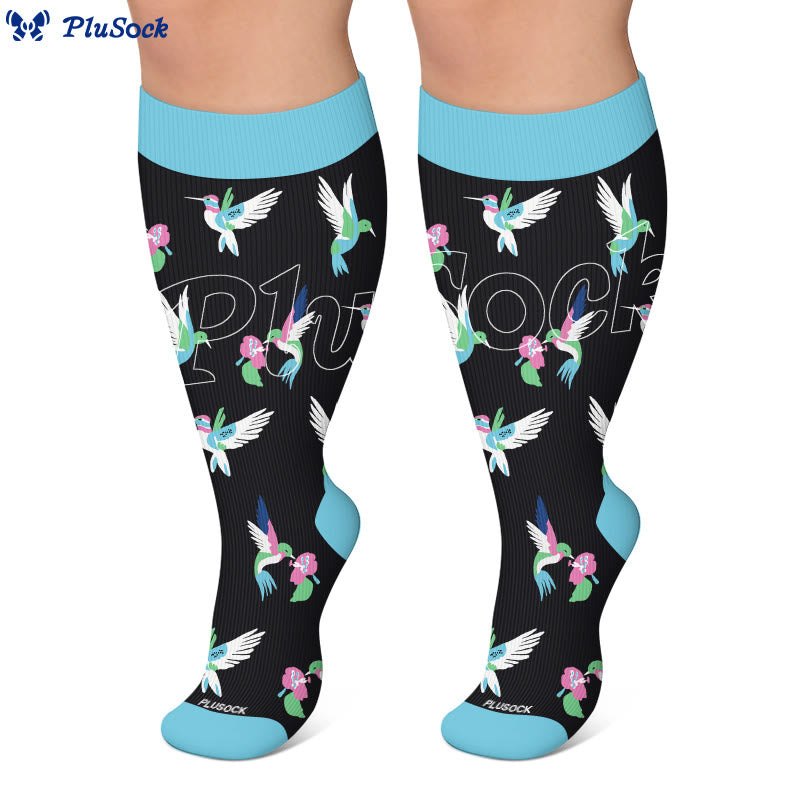 Plus Size Whimsical Bird Compression Socks - image 3