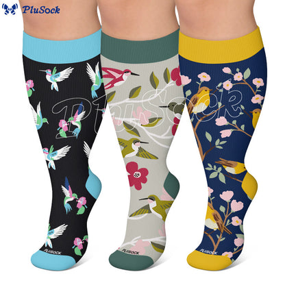 Plus Size Whimsical Bird Compression Socks - image 0