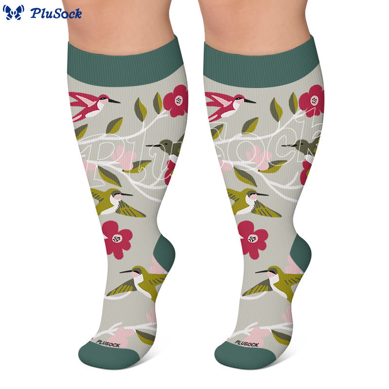 Plus Size Whimsical Bird Compression Socks - image 2