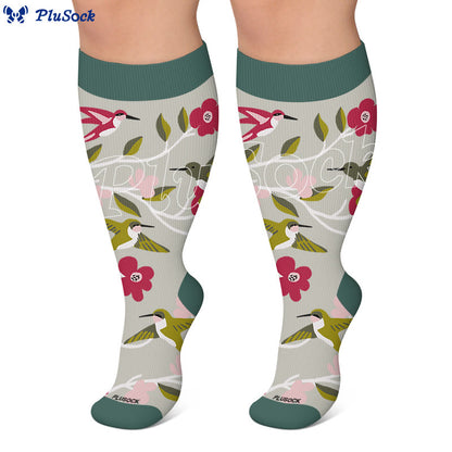 Plus Size Whimsical Bird Compression Socks - image 2