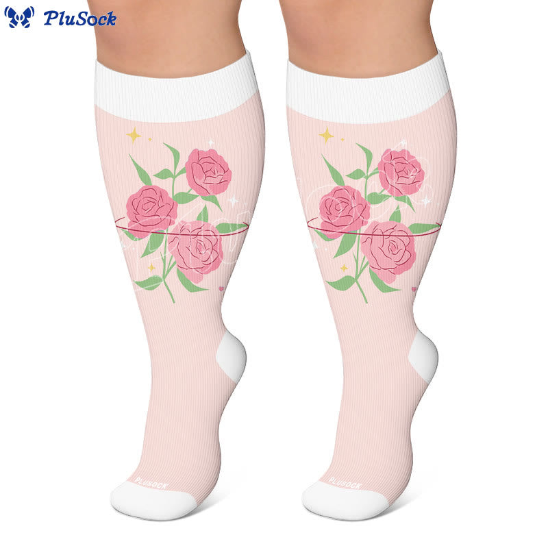 Plus Size Floral Gratitude Compression Socks - image 3