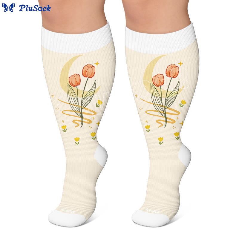 Plus Size Floral Gratitude Compression Socks - image 2