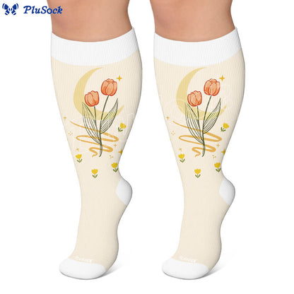 Plus Size Floral Gratitude Compression Socks - image 2
