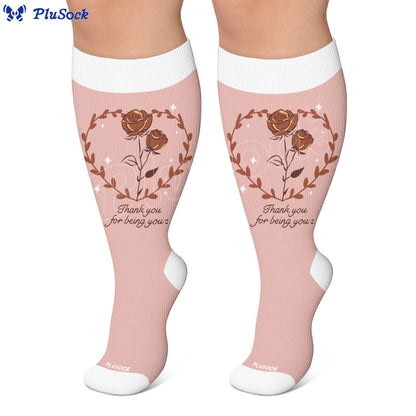 Plus Size Floral Gratitude Compression Socks - image 4