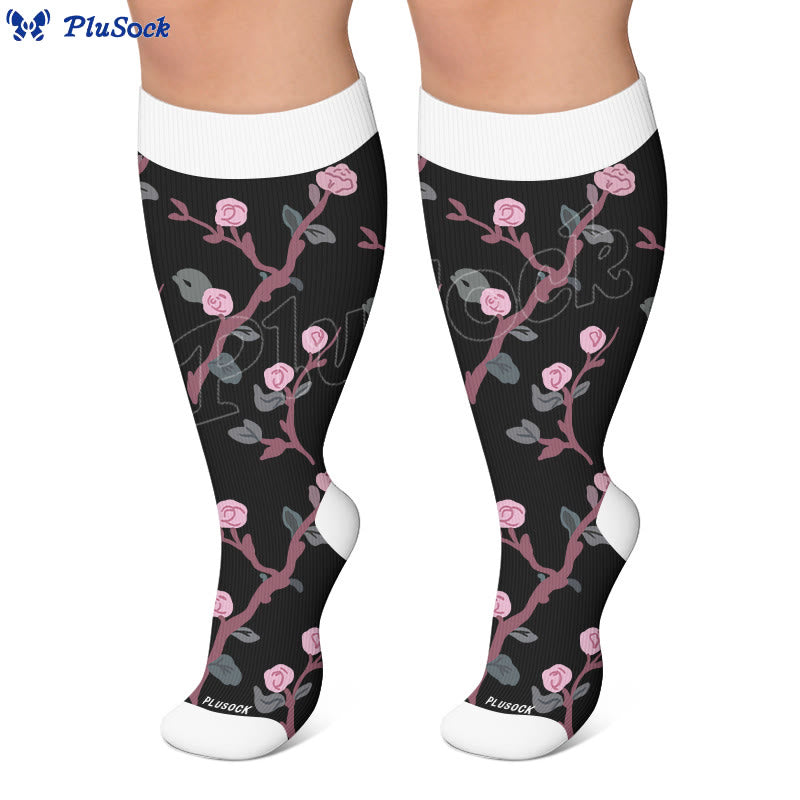 Plus Size Midnight Floral Compression Socks - image 2