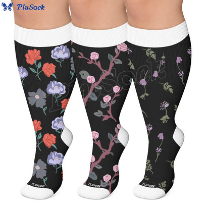 Plus Size Midnight Floral Compression Socks - image 0