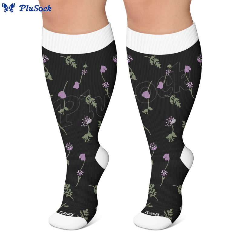 Plus Size Midnight Floral Compression Socks - image 4