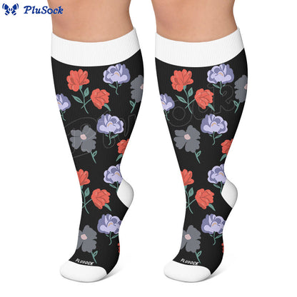 Plus Size Midnight Floral Compression Socks - image 3