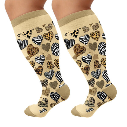 Plus Size Leopard Print Compression Socks - Animal Print(1 Pair) - 4XL - image 5