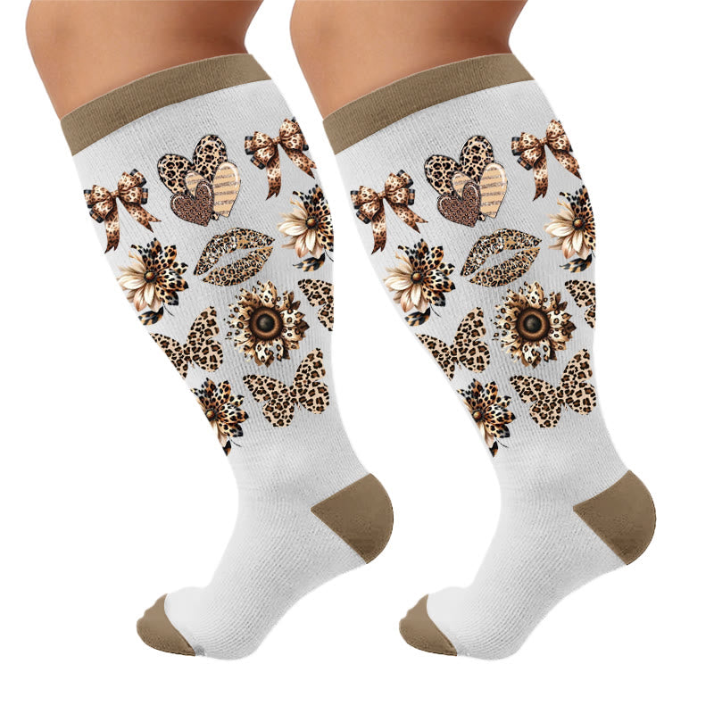 Plus Size Leopard Print Compression Socks - Retro(1 Pair) - 4XL - image 6